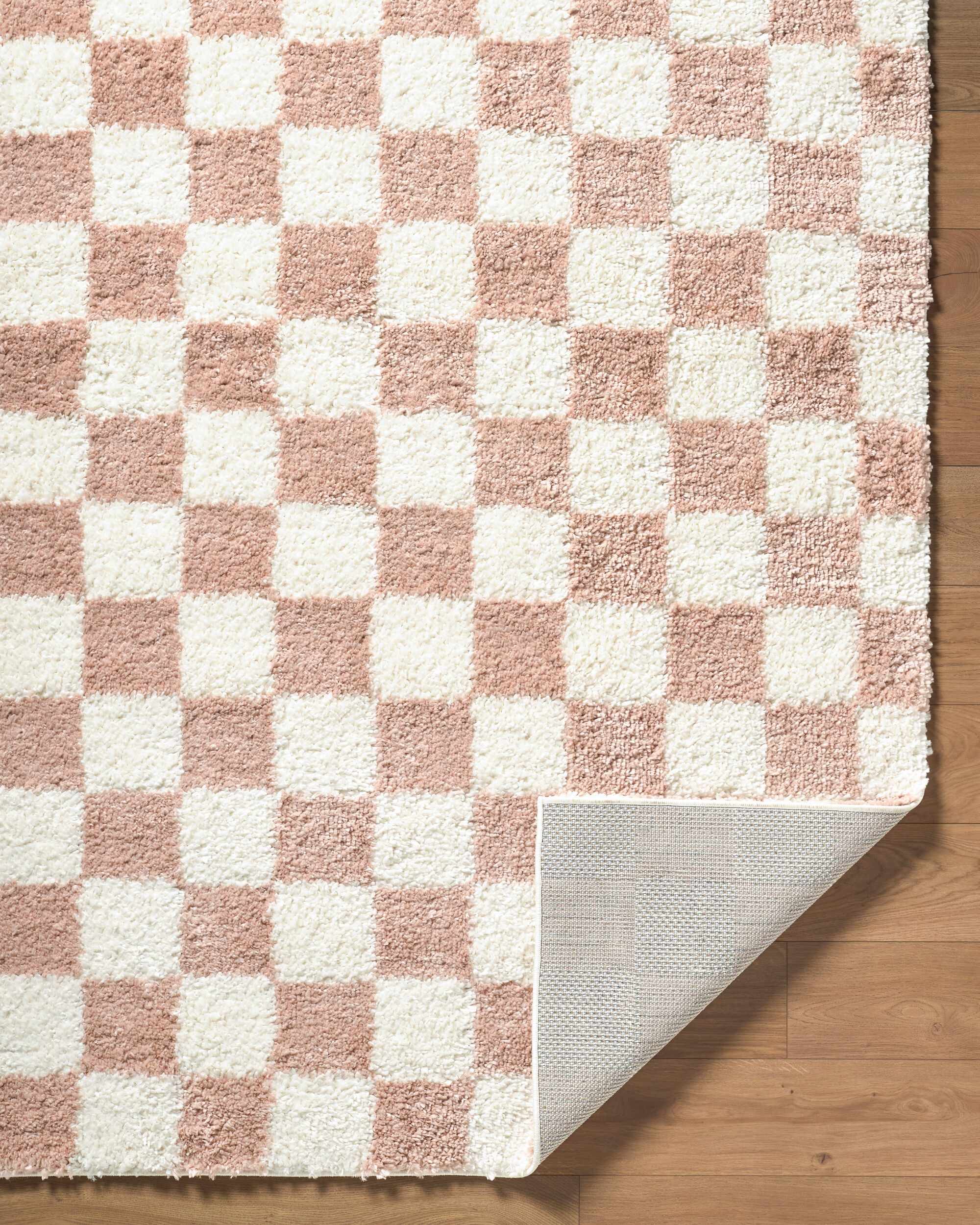 Gridline Pink & Ivory Checkered Area Rug - Image 3
