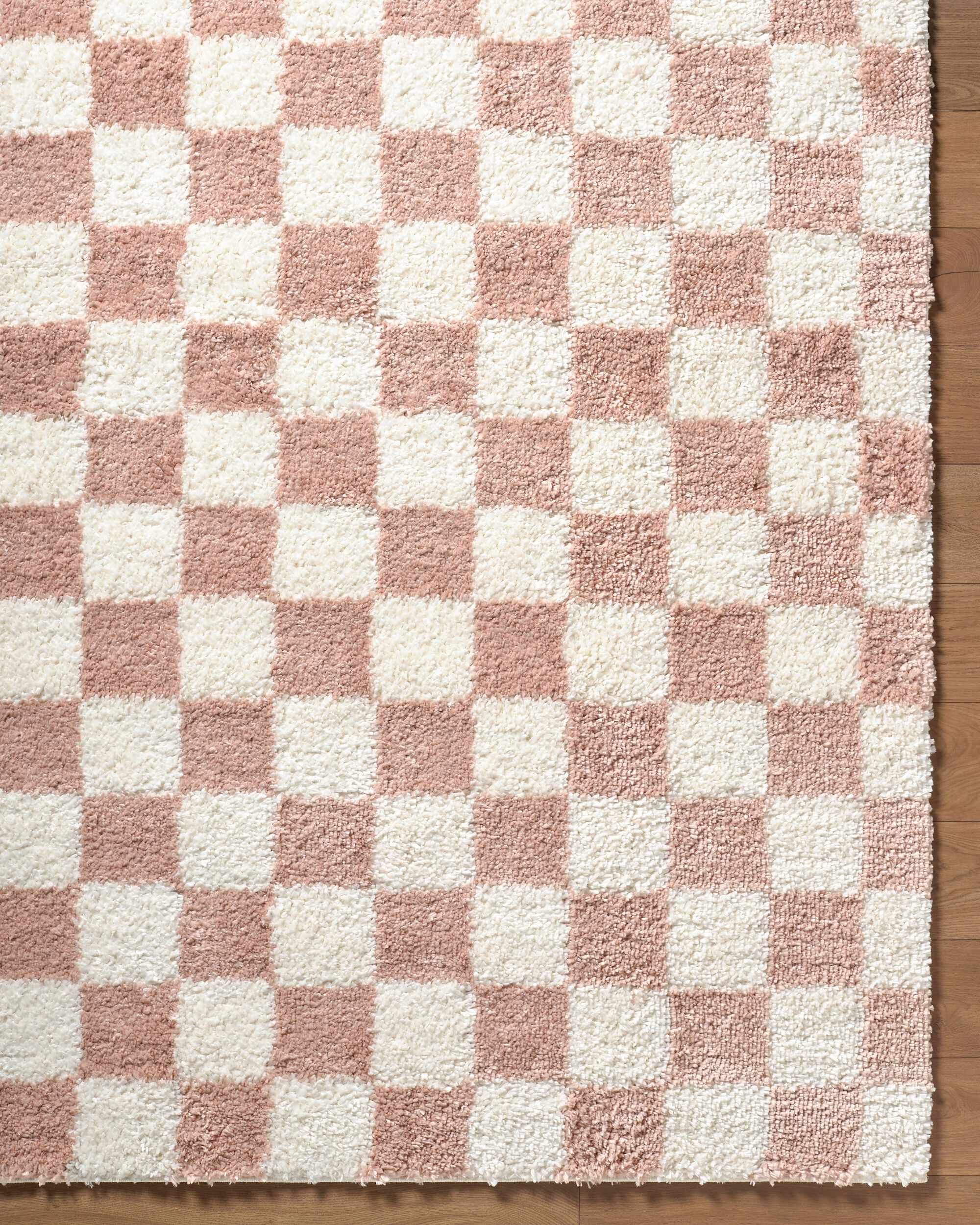 Gridline Pink & Ivory Checkered Area Rug - Image 4