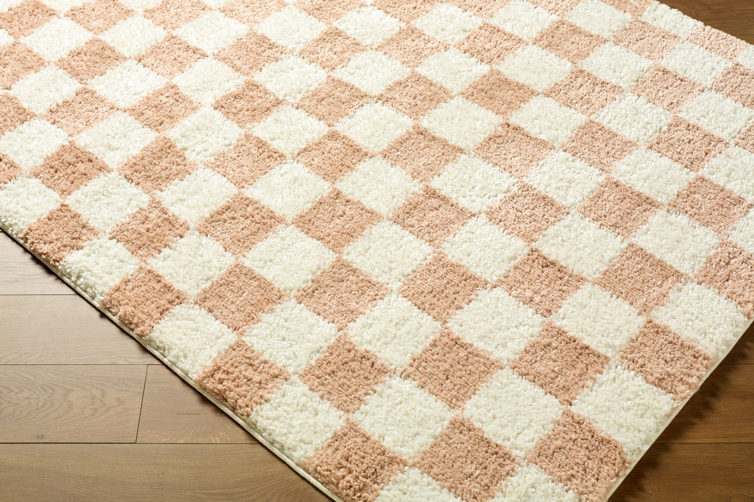 Gridline Pink & Ivory Checkered Area Rug - Image 6