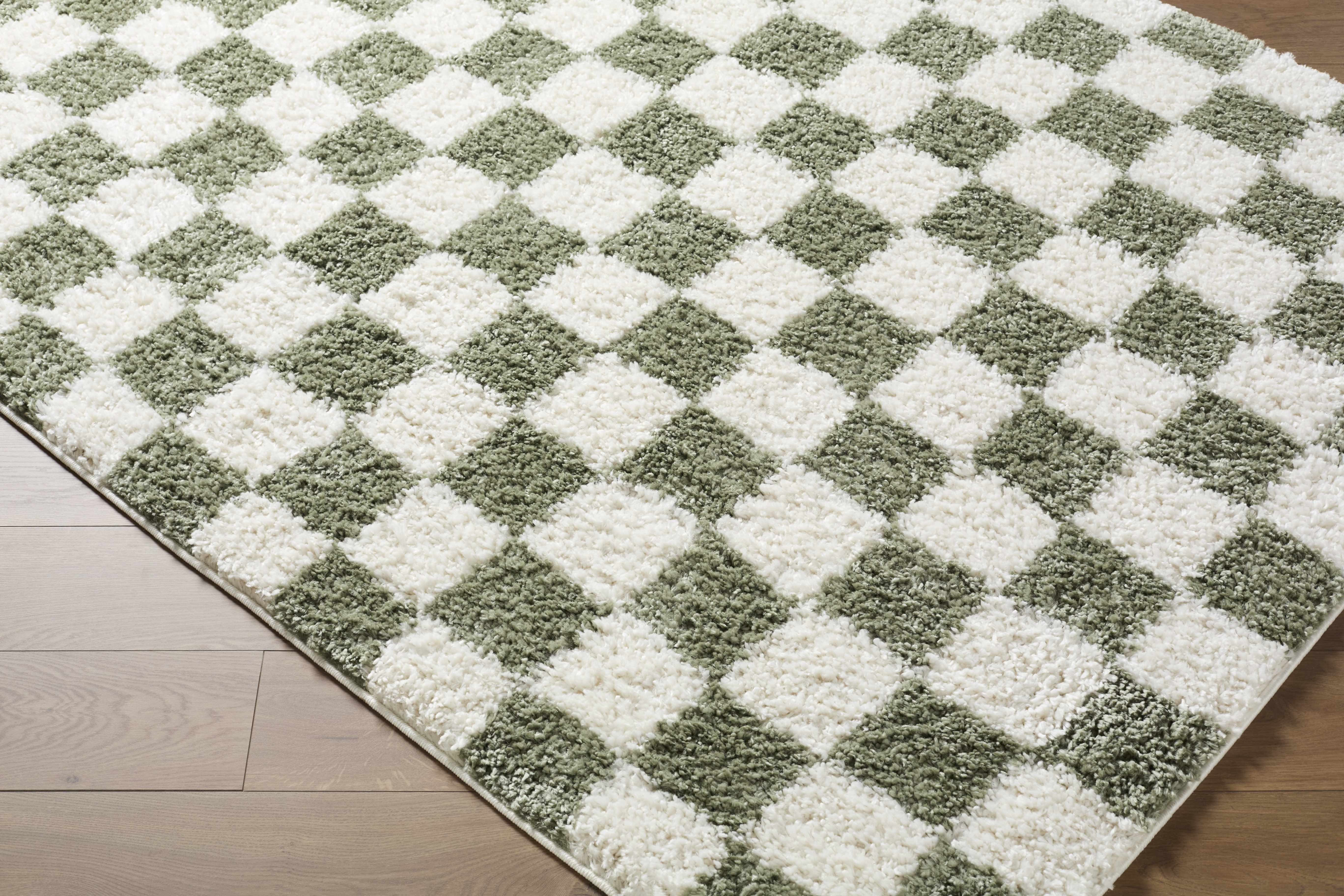 Gridline Olive & Ivory Checkered Area Rug - Image 3