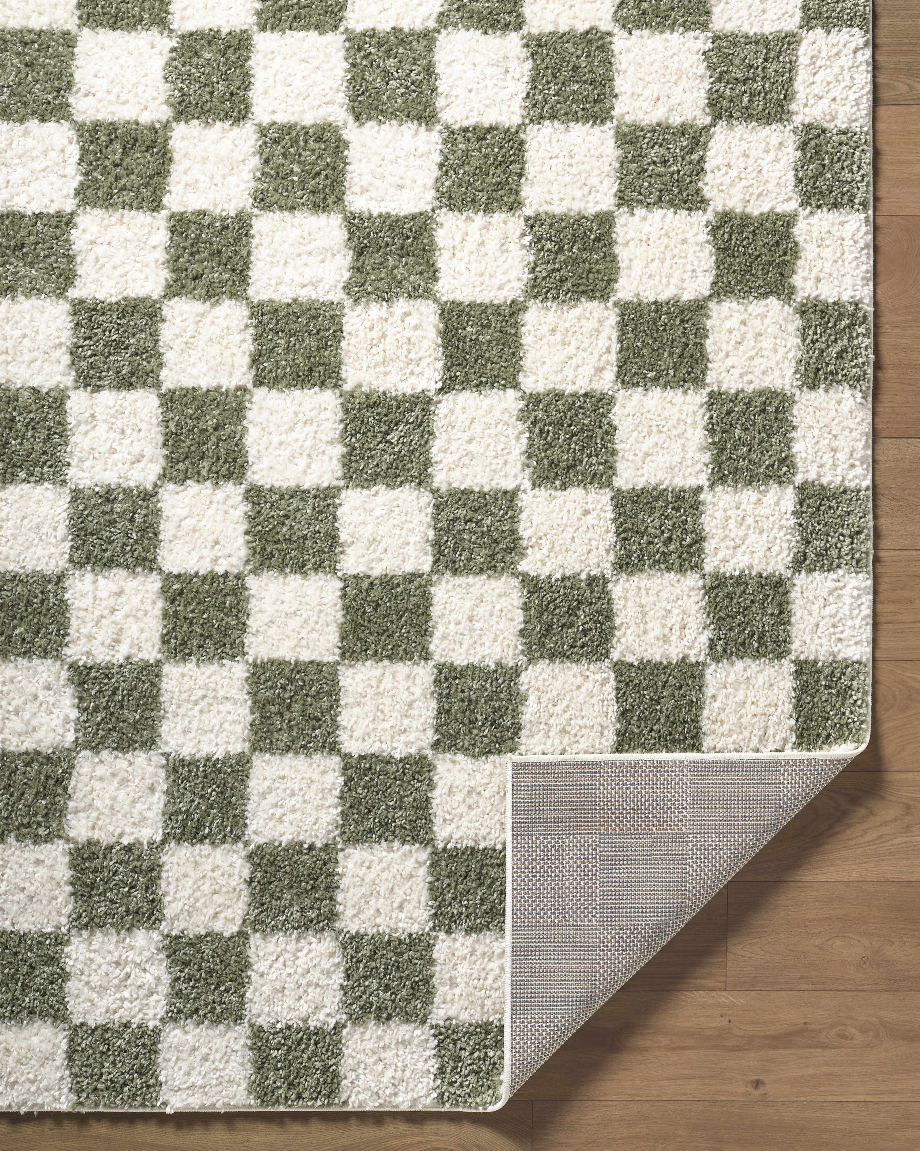 Gridline Olive & Ivory Checkered Area Rug - Image 4