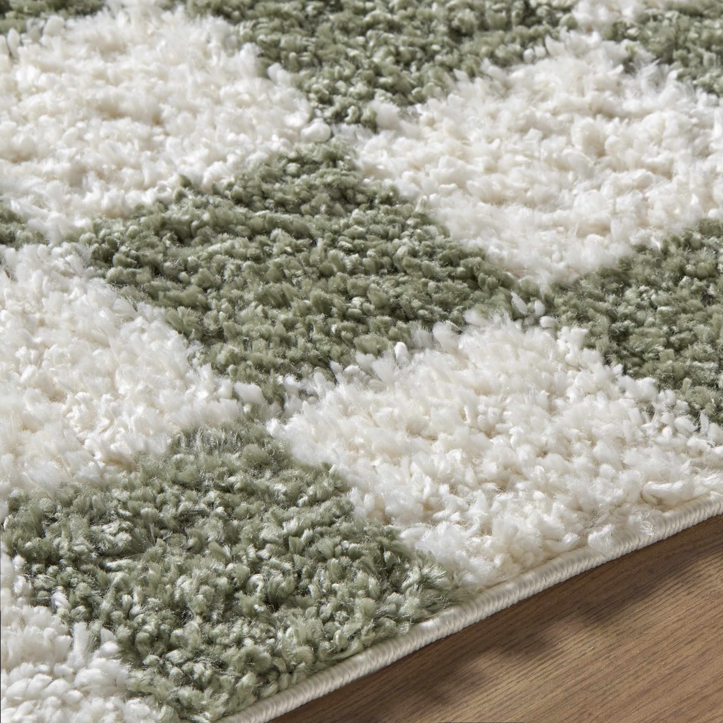 Gridline Olive & Ivory Checkered Area Rug - Image 5