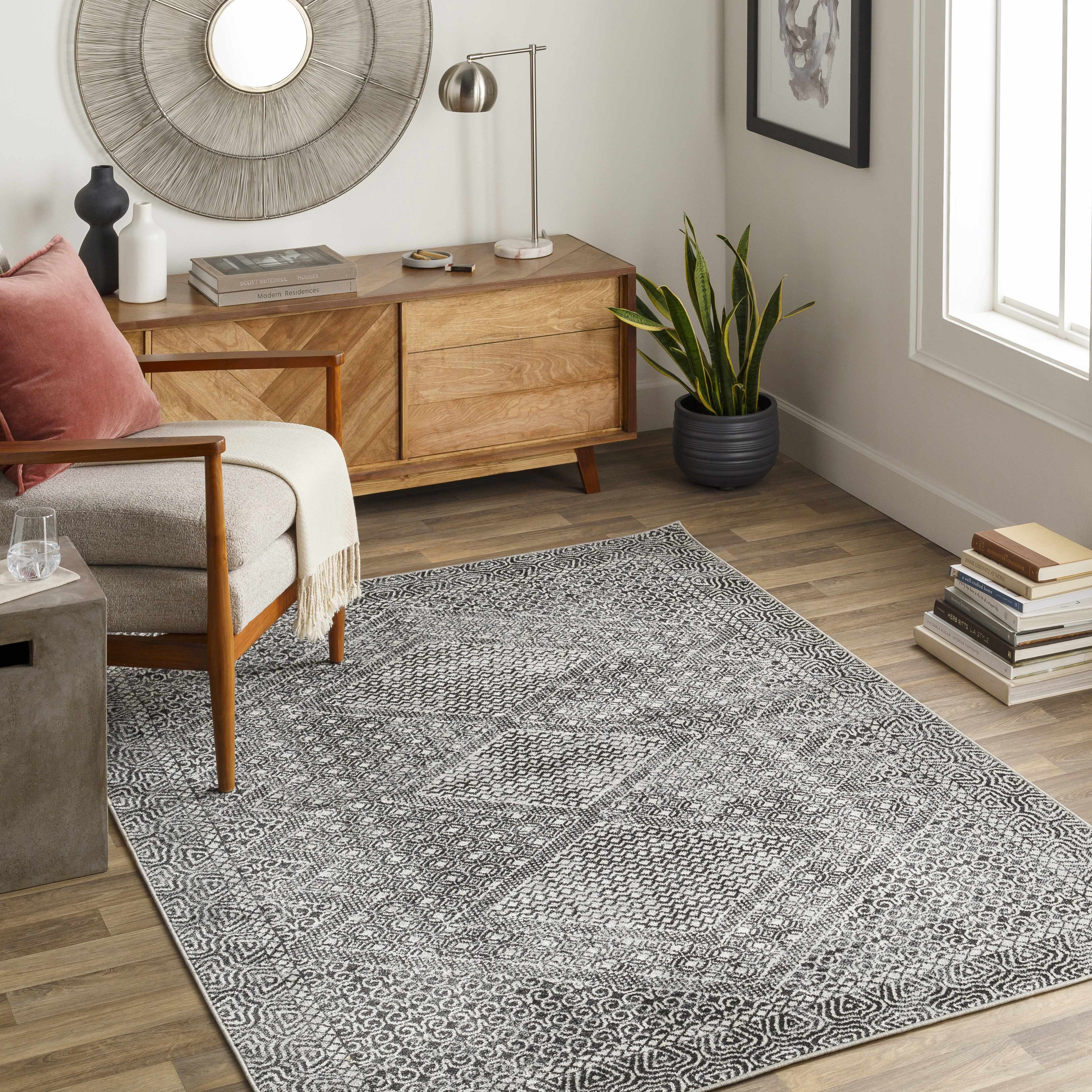 Coledale Black & White Washable Rug - Clearance - Image 15
