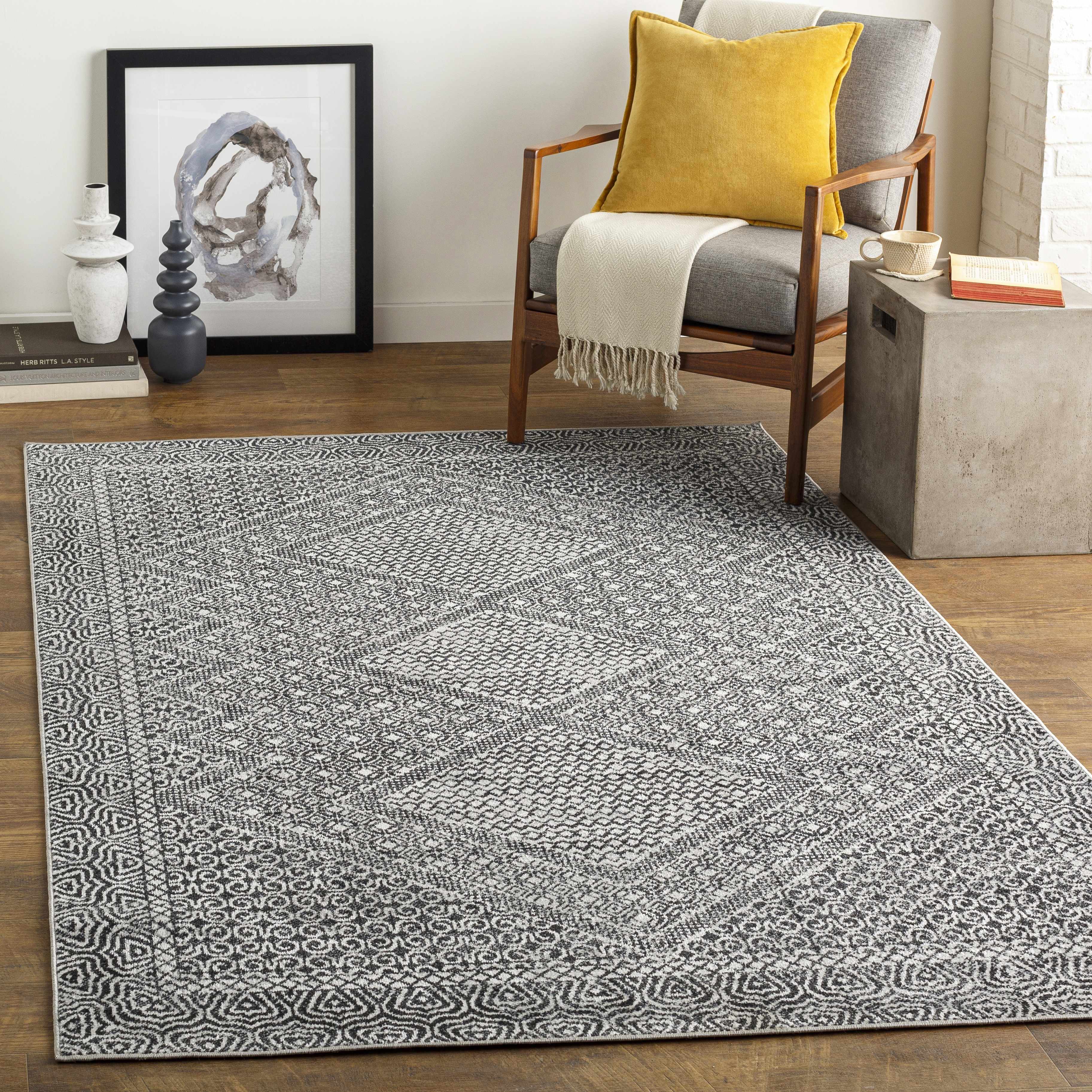 Coledale Black & White Washable Rug - Clearance - Image 4