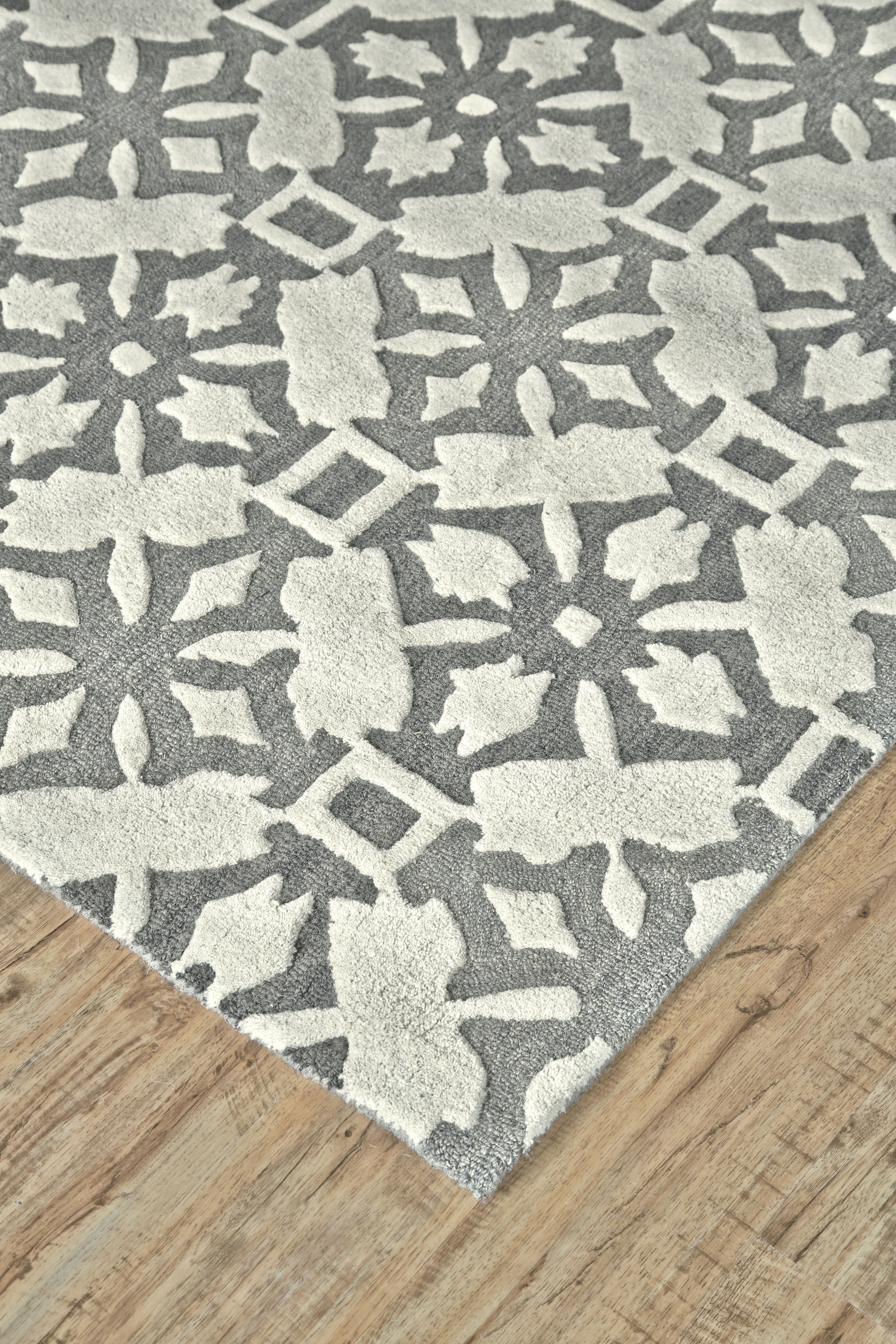 Feizy Ella Transitional Geometric - Gray/Ivory Area Rug - Clearance - Image 3