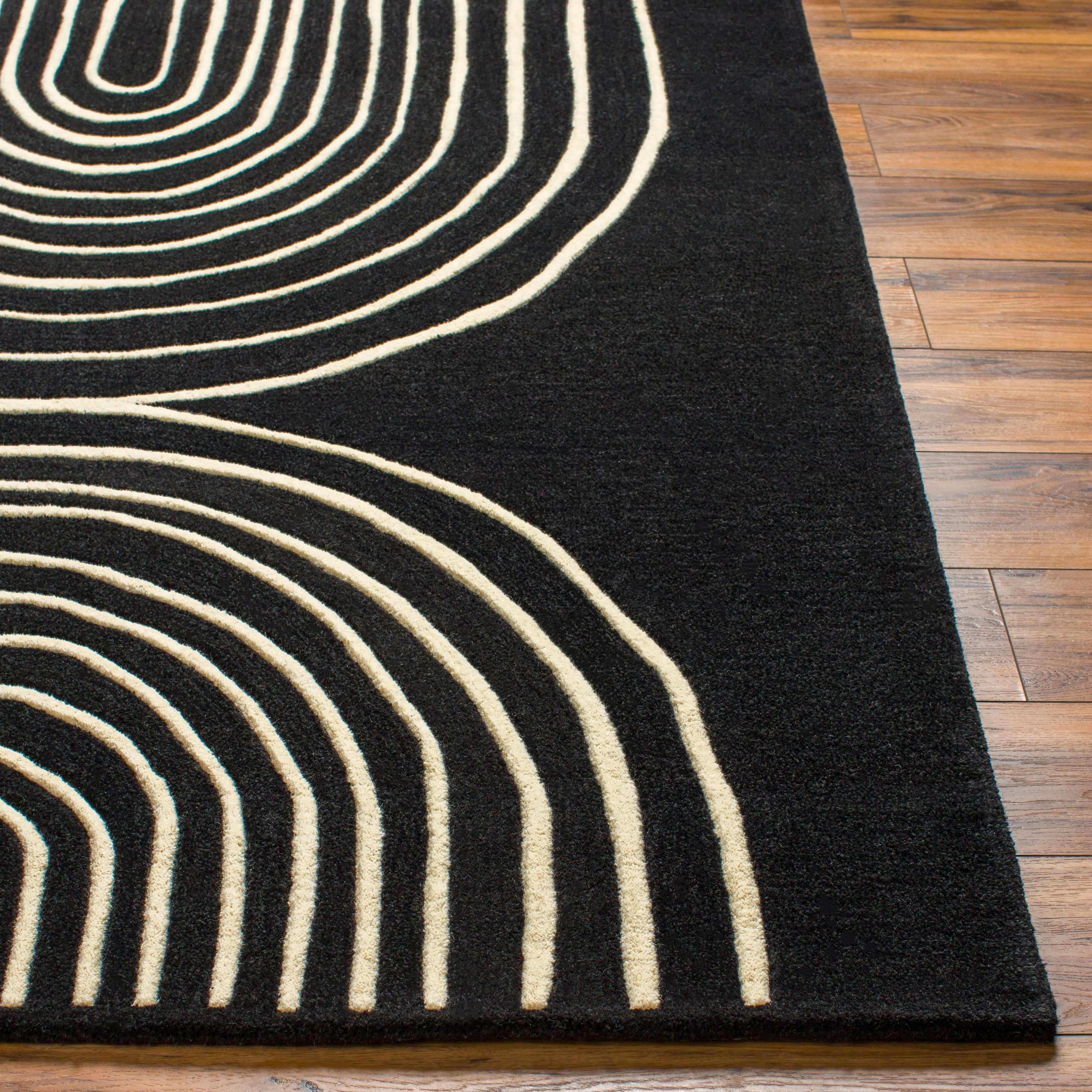 Fuat Black Wool Rug - Image 3