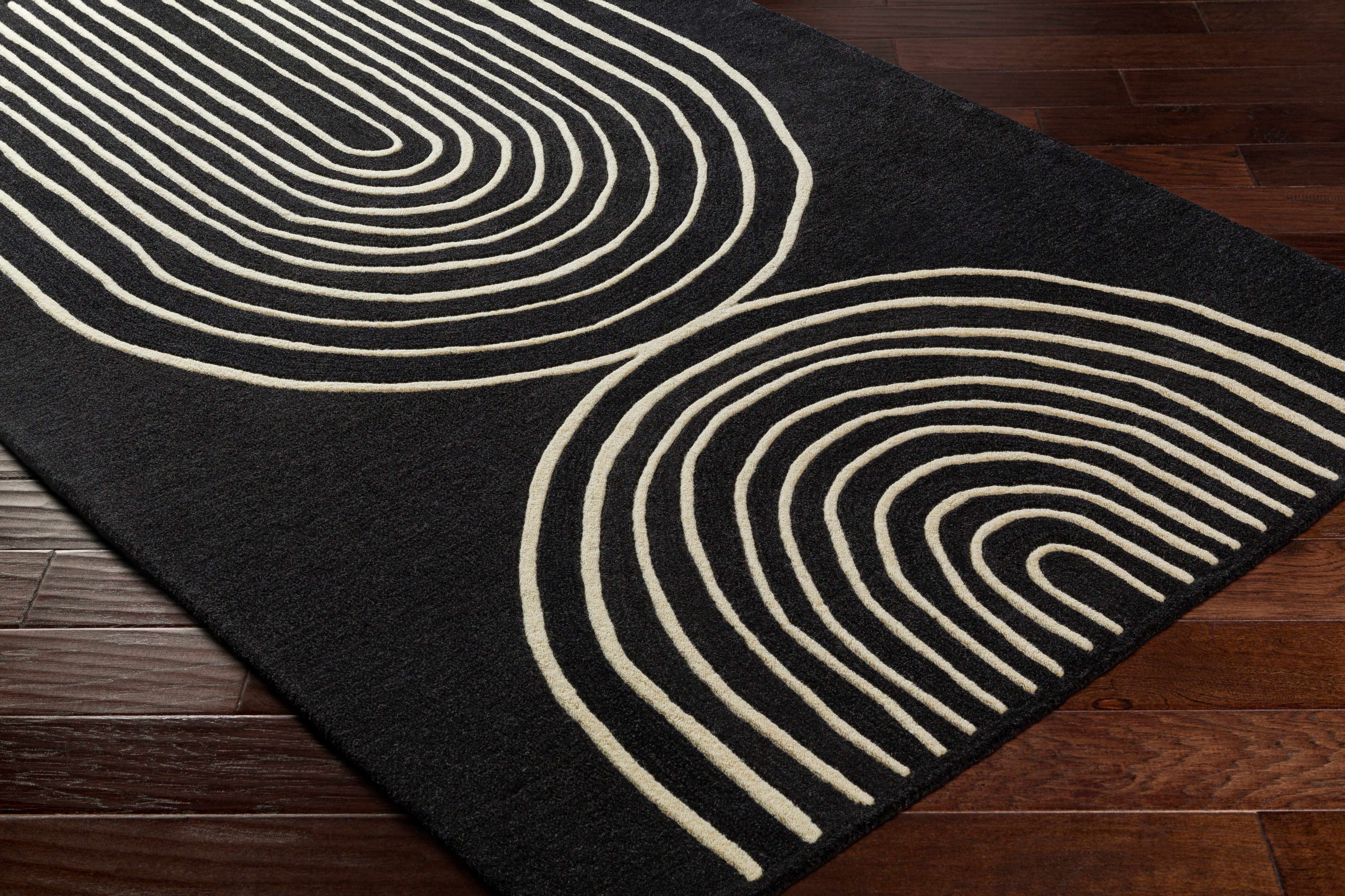 Fuat Black Wool Rug - Image 4