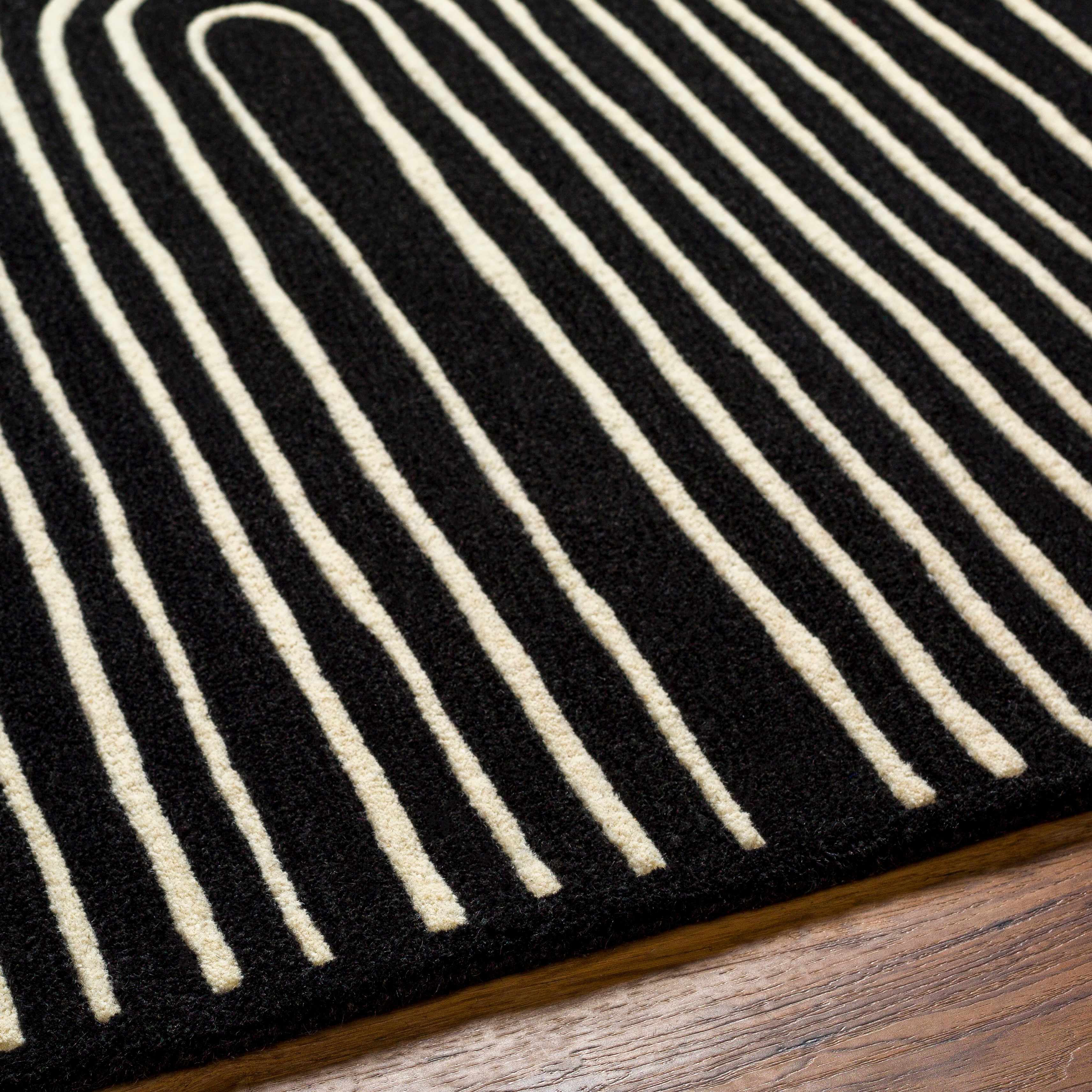 Fuat Black Wool Rug - Image 6