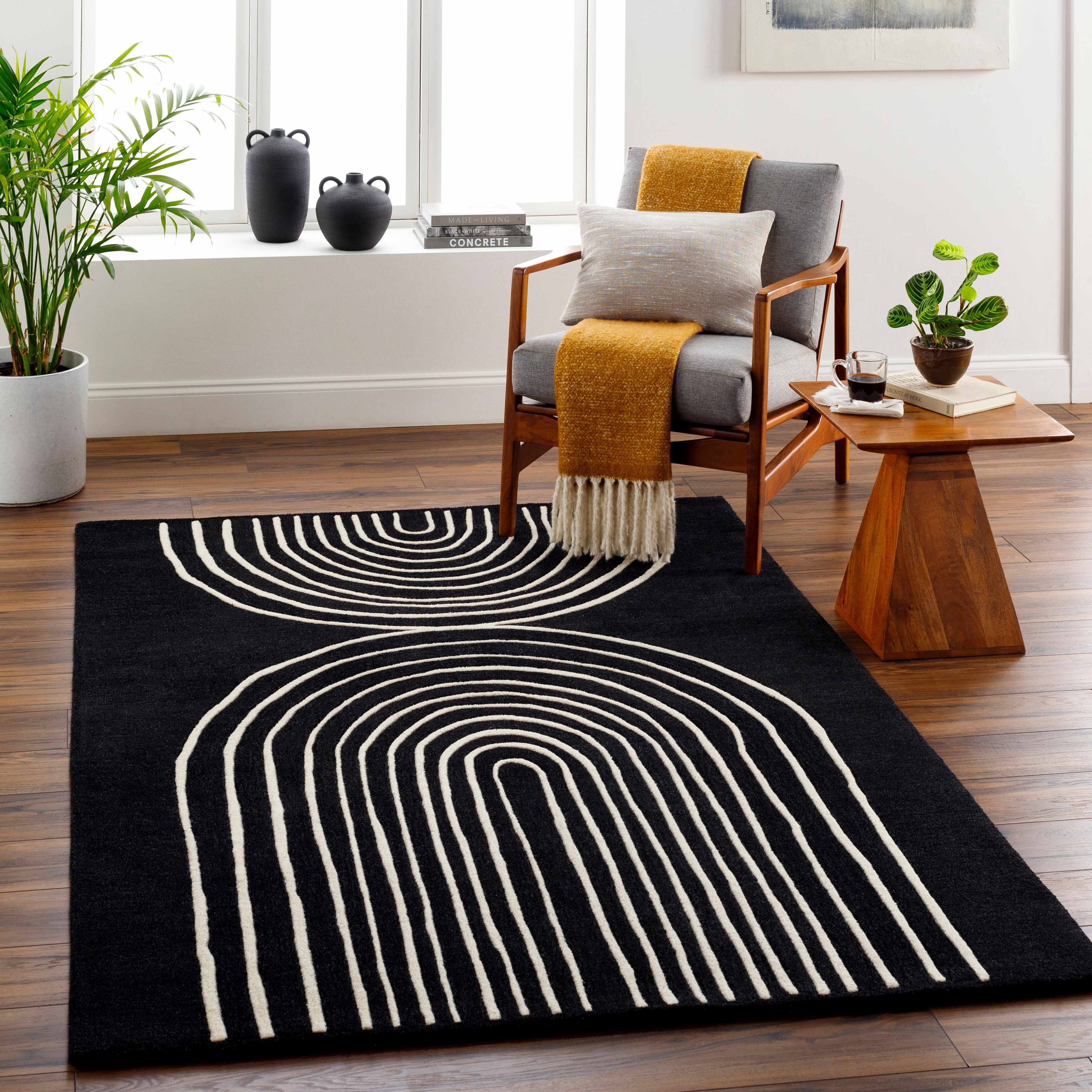 Fuat Black Wool Rug - Image 7