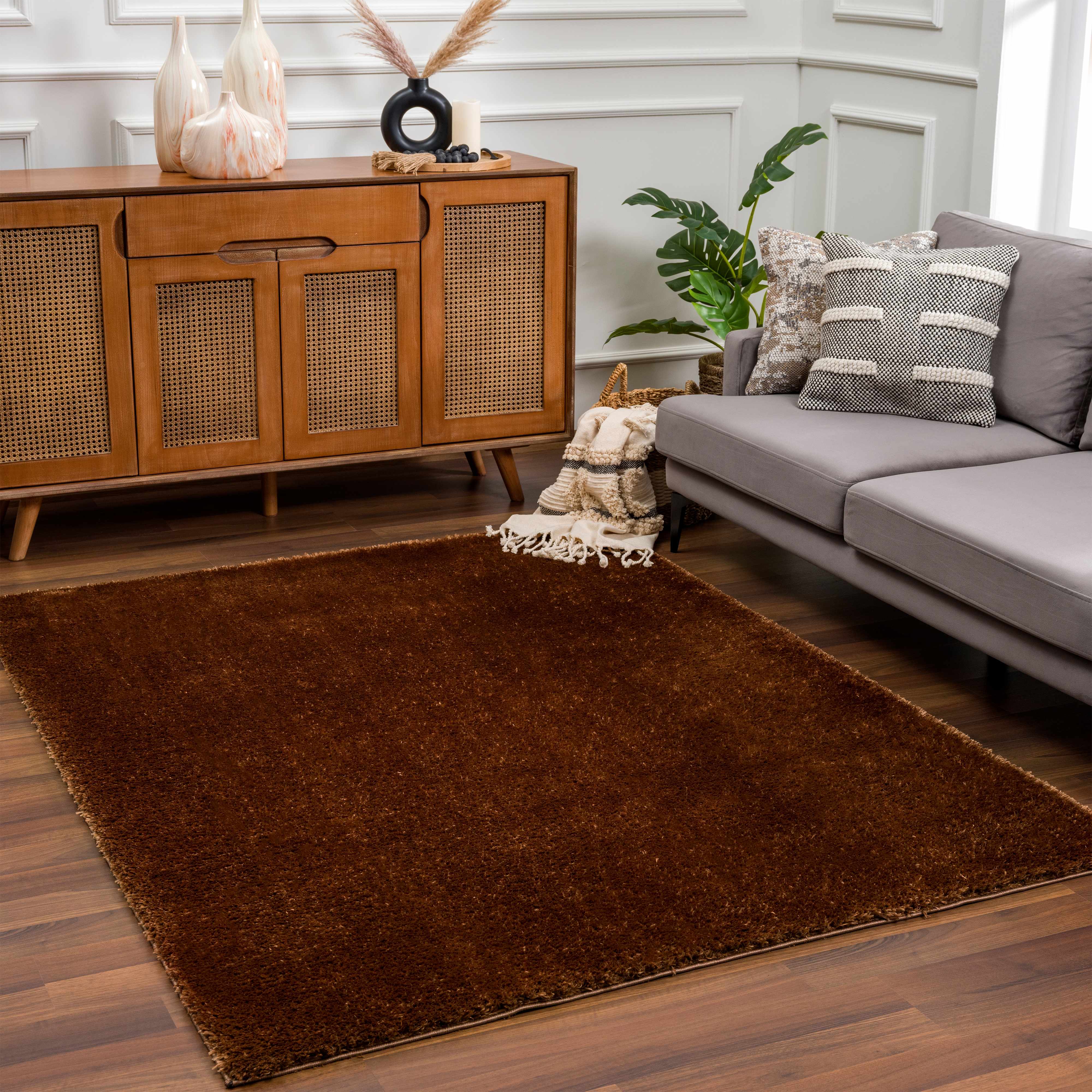 Heavenly Solid Brown Plush Rug - Clearance - Image 11