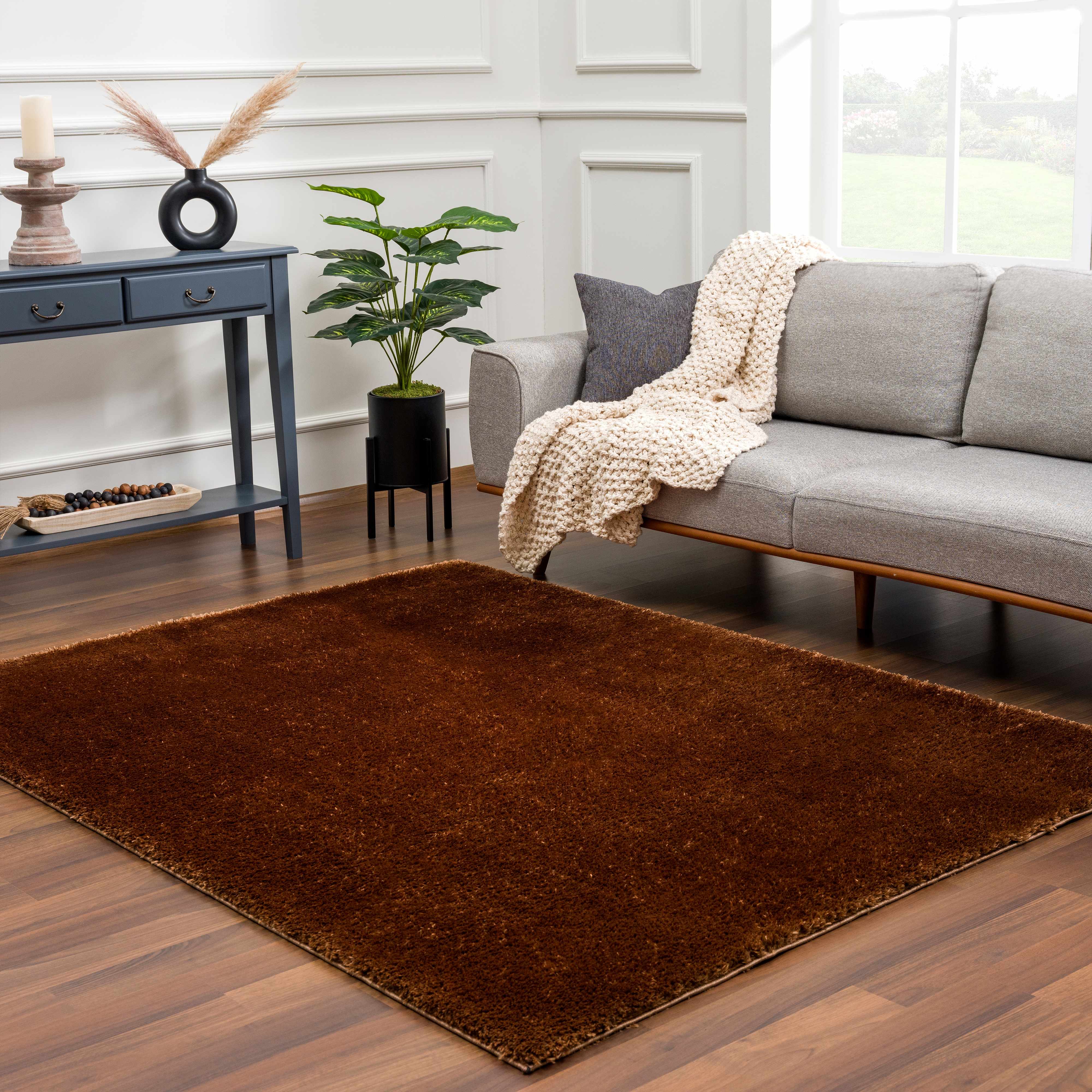 Heavenly Solid Brown Plush Rug - Clearance - Image 3