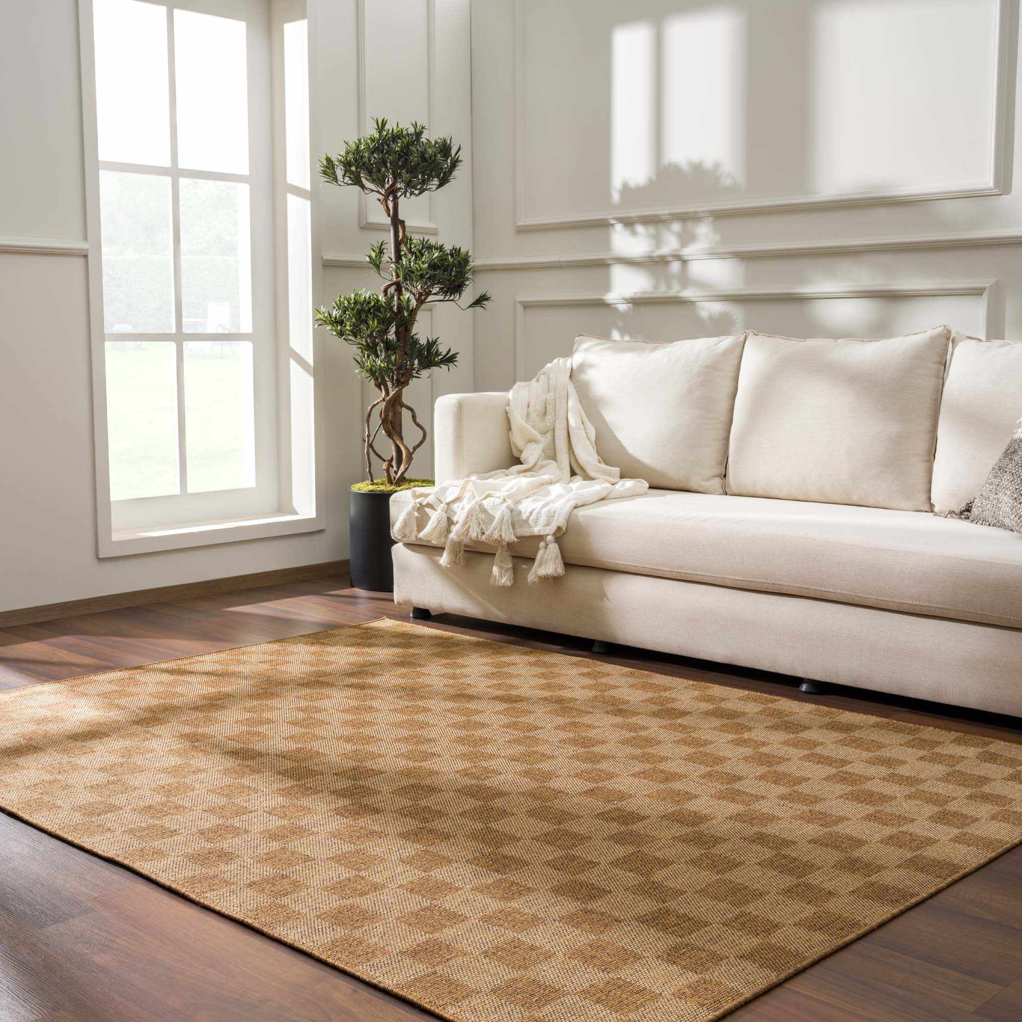 Kuval Checkered Brown Rug - Image 11