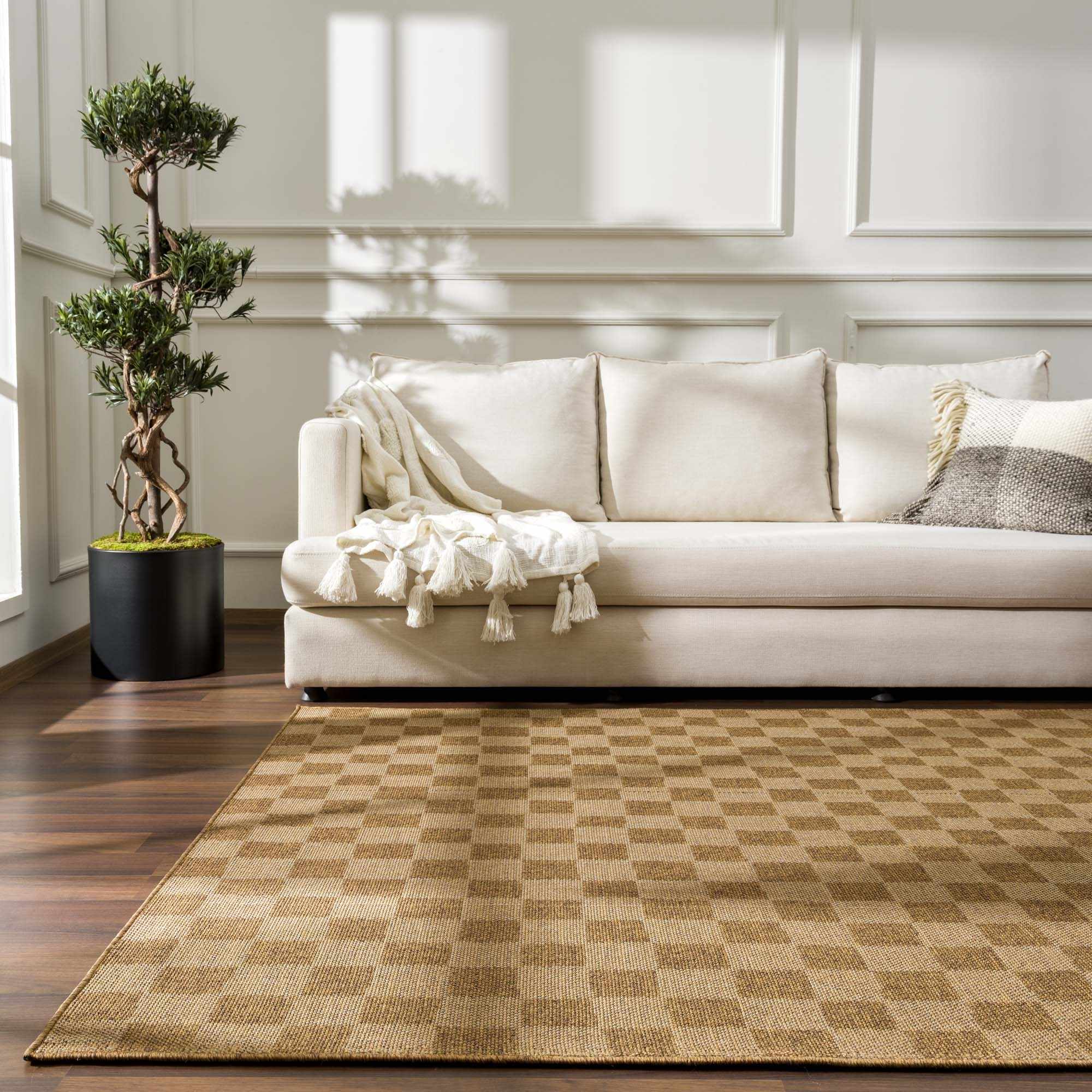 Kuval Checkered Brown Rug - Image 15