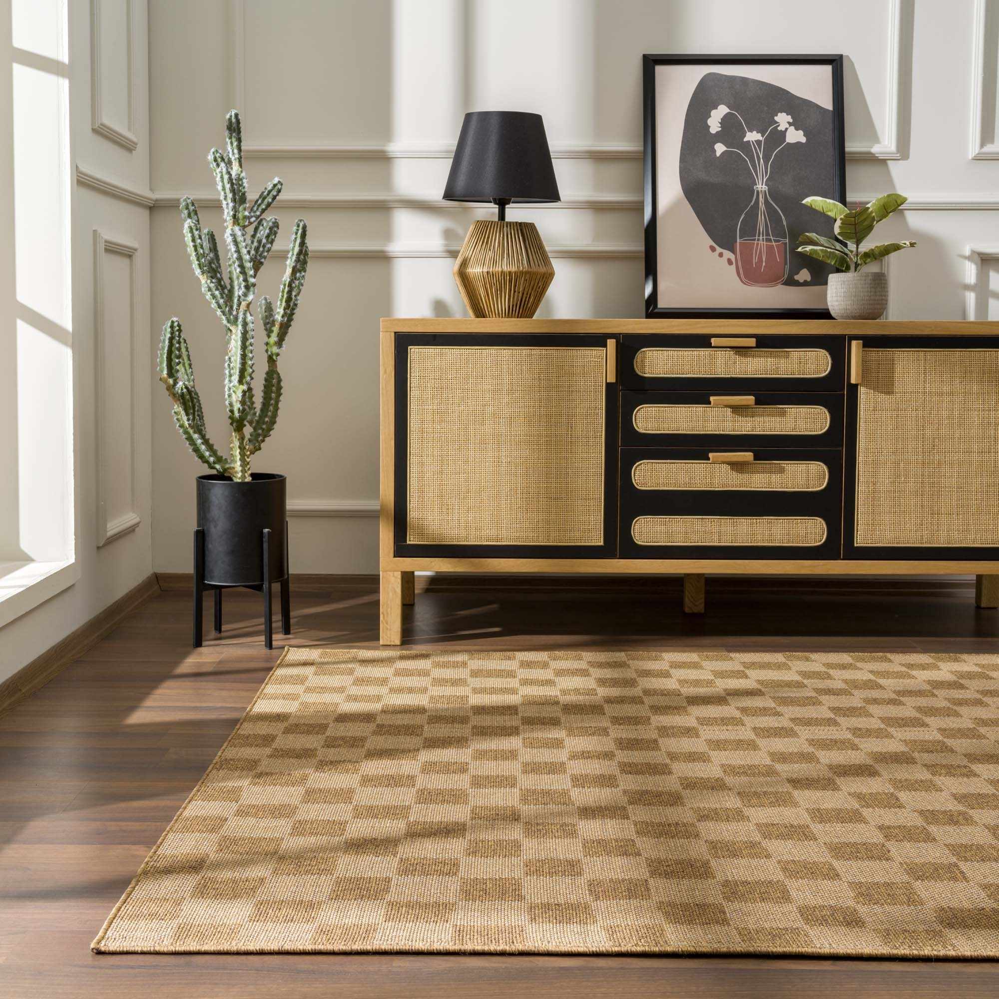 Kuval Checkered Brown Rug - Image 19