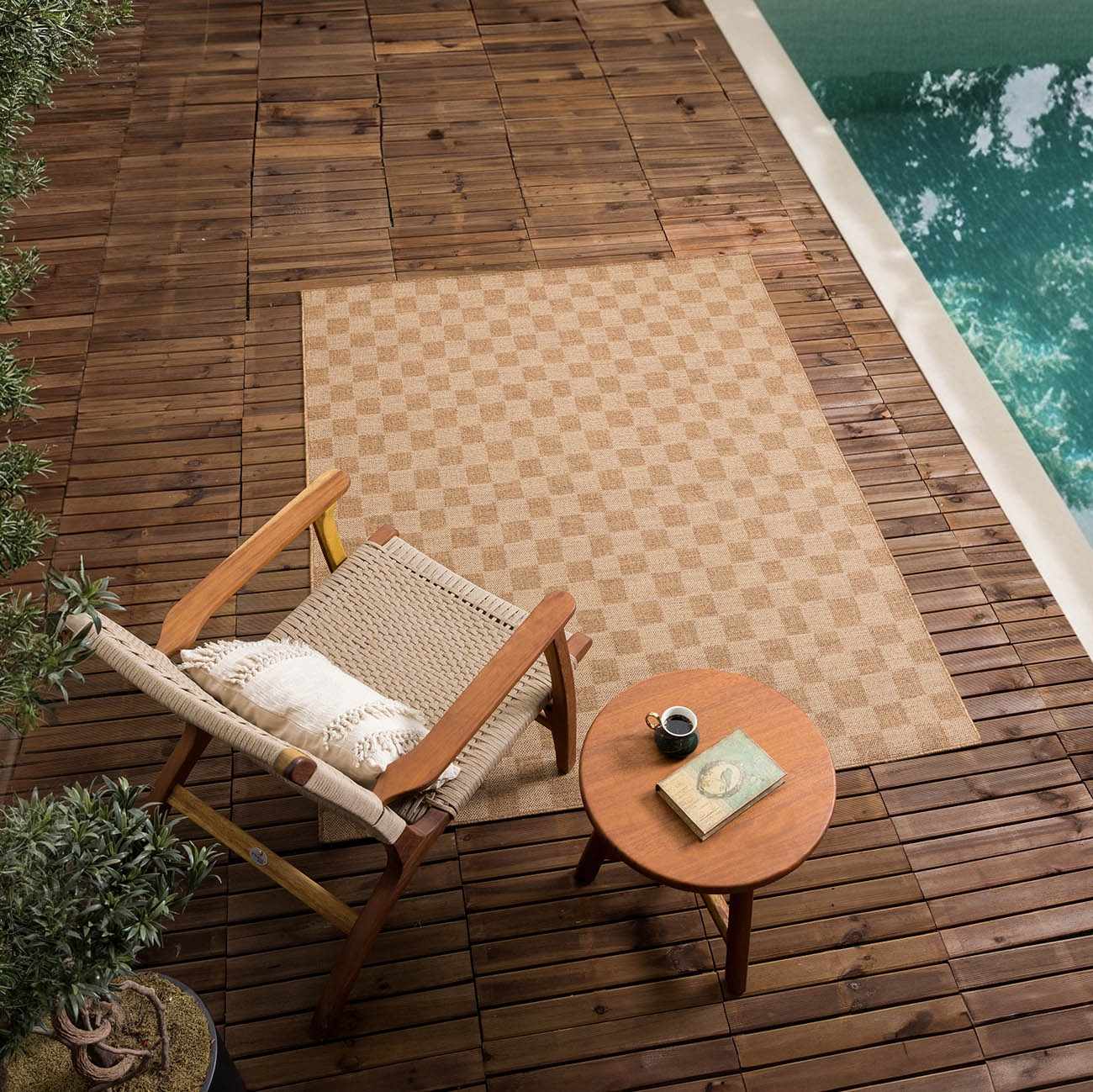 Kuval Checkered Brown Rug - Image 5