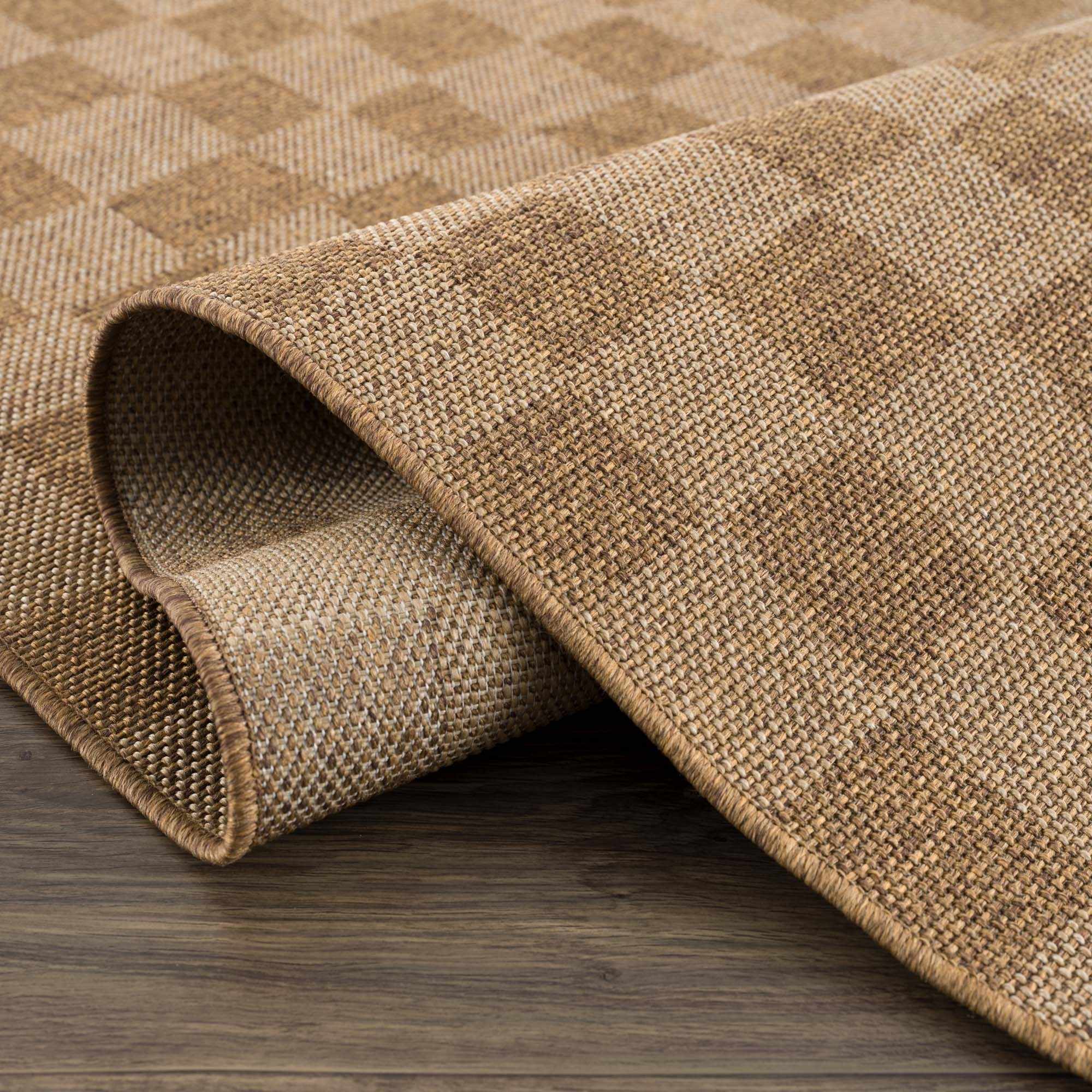 Kuval Checkered Brown Rug - Image 9