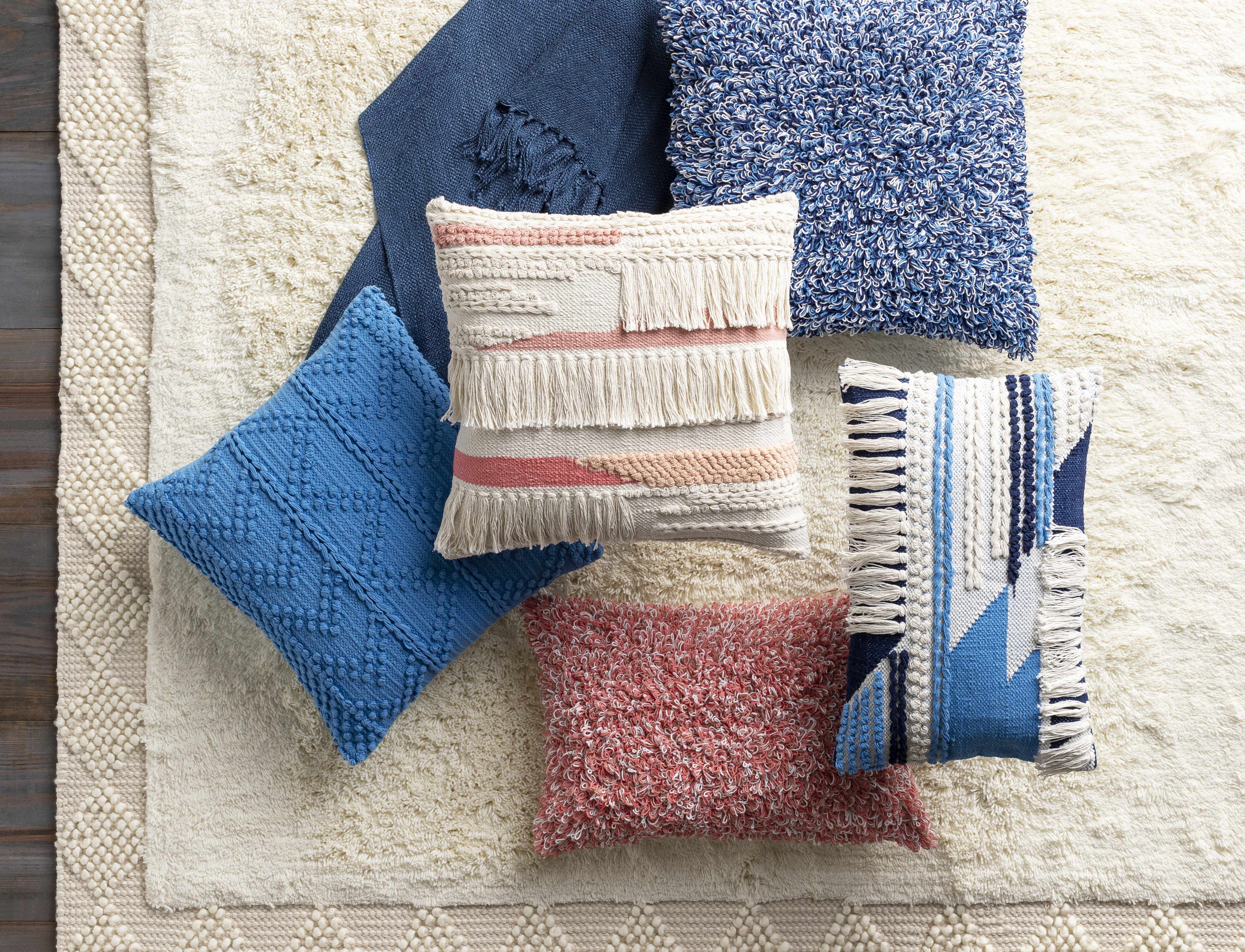 Lacaron Blue Chevron Fringe Lumbar Pillow - Clearance - Image 7