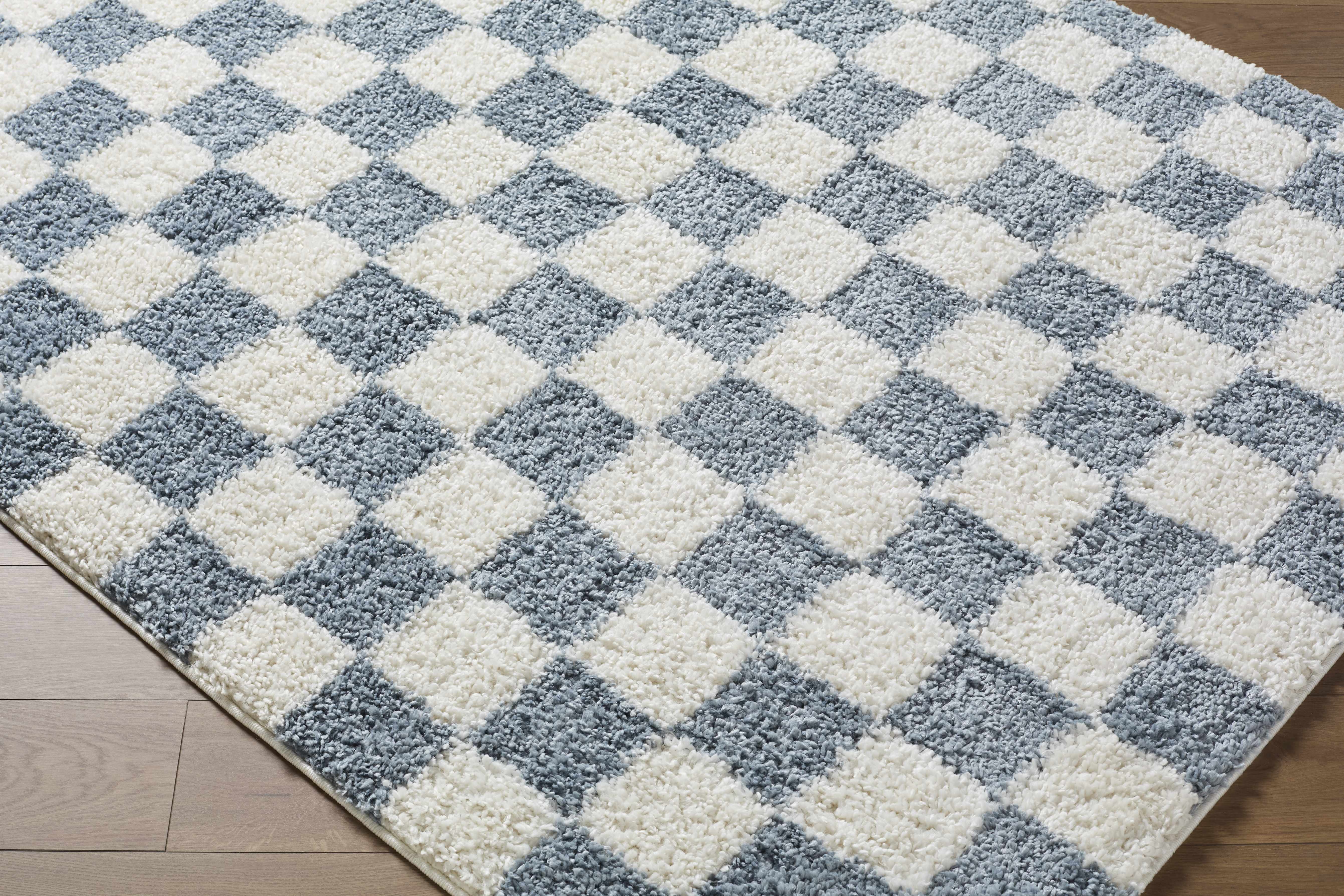 Gridline Gray & Ivory Checkered Area Rug - Image 3