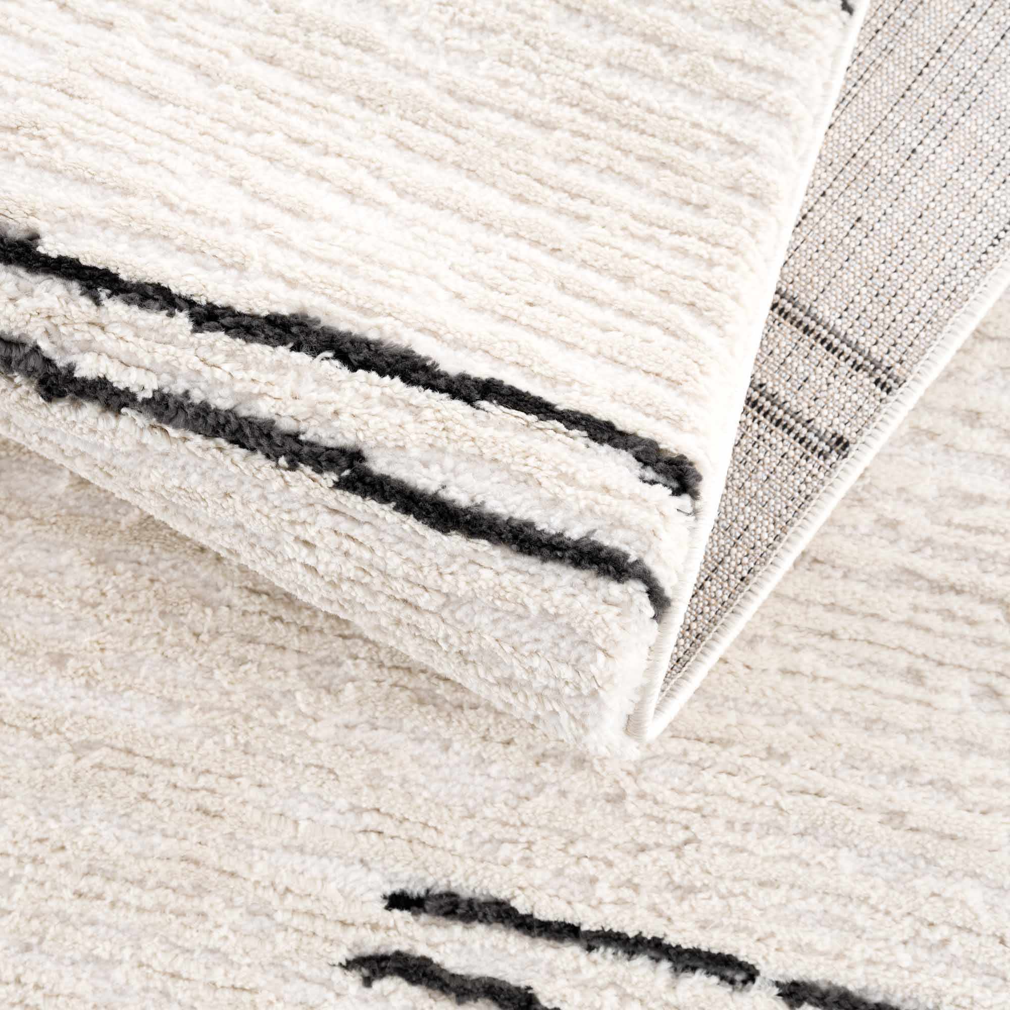 Riad Black Striped White Rug with Tassels - Image 16