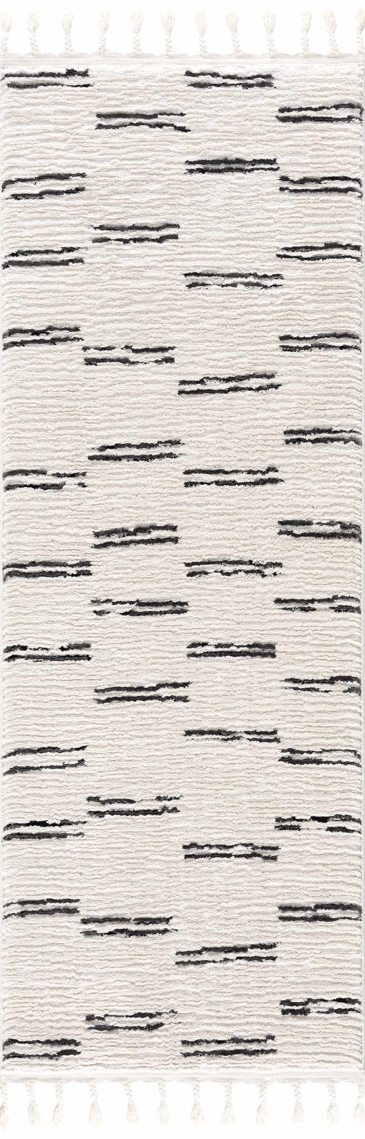 Riad Black Striped White Rug with Tassels - Image 9
